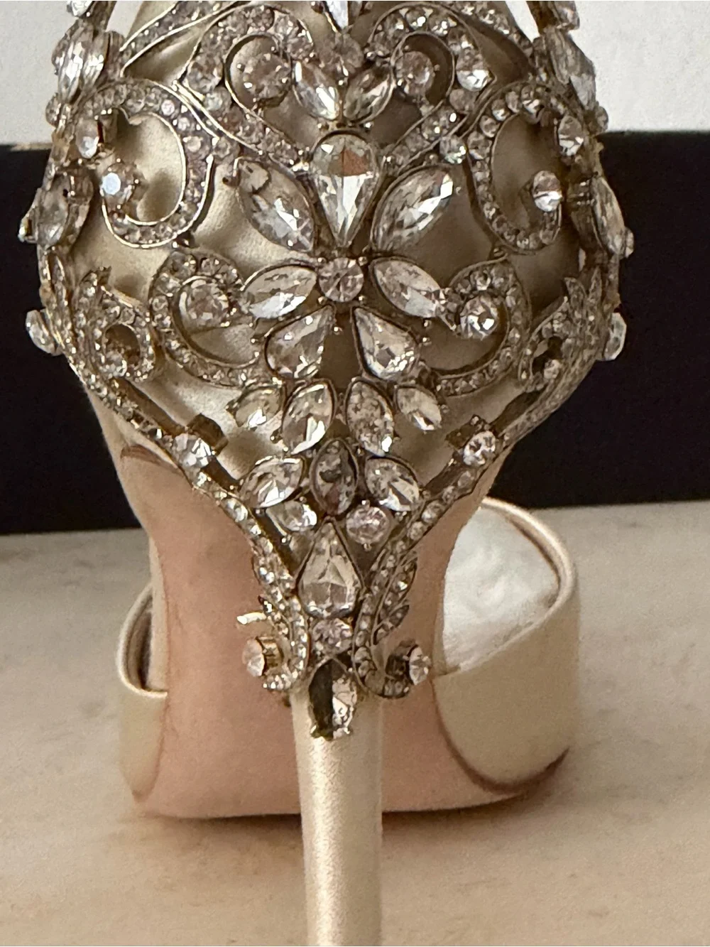 Badgley Mischka champagne satin